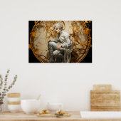 Mann in einem goldenen Holzgemälde Poster (Küche)