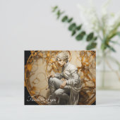 Mann in einem goldenen Holzgemälde Postkarte (Stehend Vorderseite)