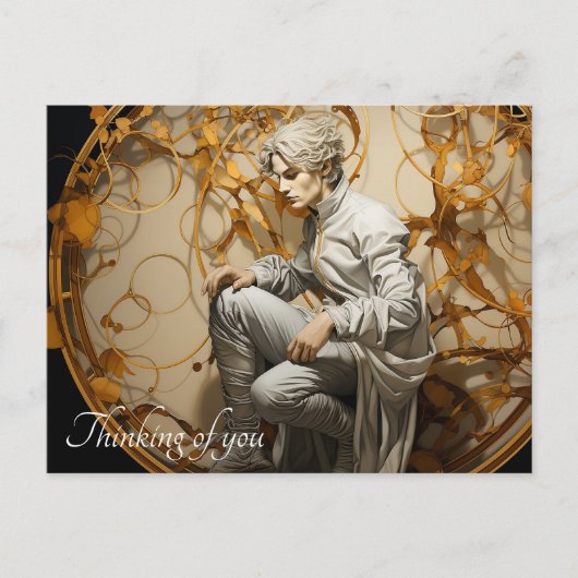 Mann in einem goldenen Holzgemälde Postkarte (Vorderseite)