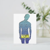 Mann in Gelben Unterwäsche Postkarte (Stehend Vorderseite)