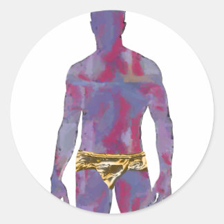 Mann in Gold-Unterwäsche Runder Aufkleber