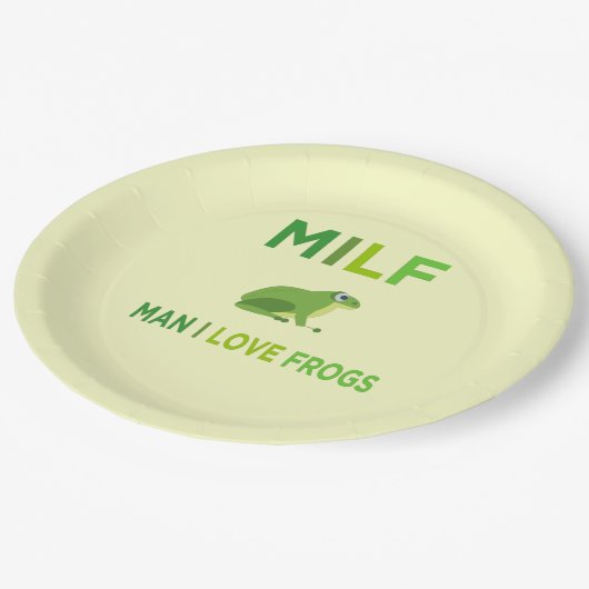 Mann in Liebe Frösche vegan Pappteller (Schrägansicht)