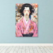 Mann in Pink Kimono Leinwanddruck (Insitu (Holzboden))