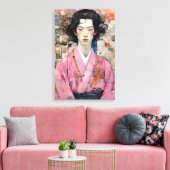Mann in Pink Kimono Leinwanddruck (Insitu (Wohnzimmer))