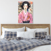 Mann in Pink Kimono Leinwanddruck (Insitu (Schlafzimmer))