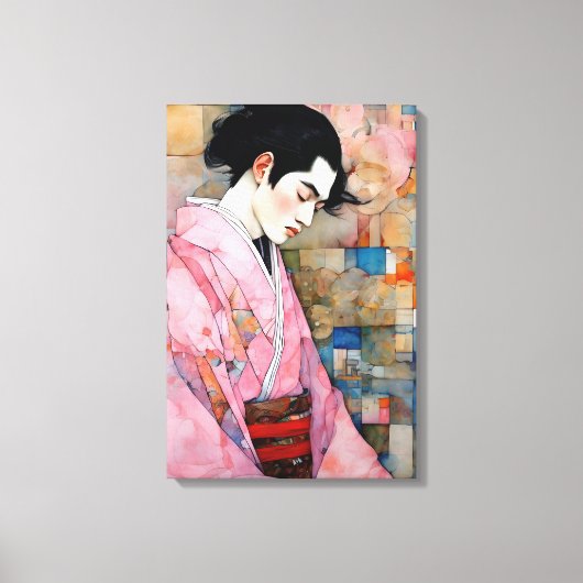 Mann in Pink Kimono Leinwanddruck (Vorderseite)