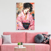 Mann in Pink Kimono Leinwanddruck (Insitu (Wohnzimmer))