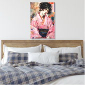 Mann in Pink Kimono Leinwanddruck (Insitu (Schlafzimmer))