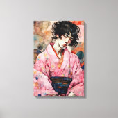Mann in Pink Kimono Leinwanddruck (Vorderseite)