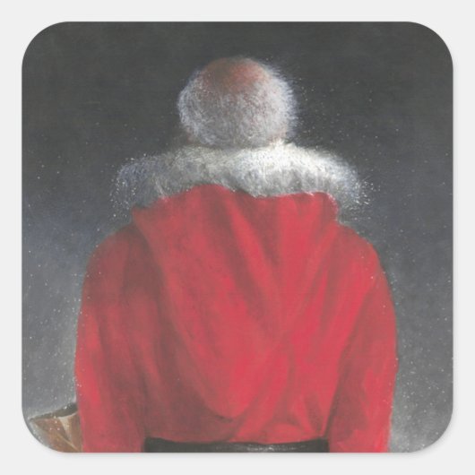 Mann in Red Coat Quadratischer Aufkleber (Vorderseite)