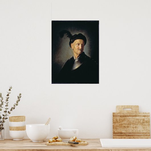 Mann in Rüstung - Rembrandt - c1632 Poster (Küche)