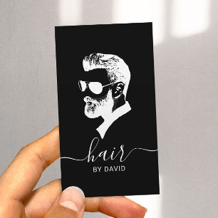 Mann in Sonnenbrillen Haar Stylist Barber Barbersh Visitenkarte