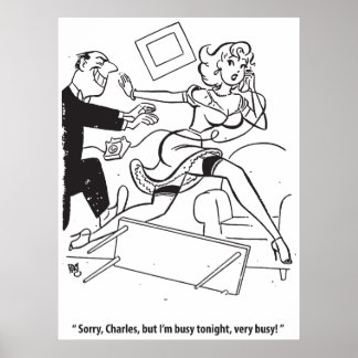 Mann jagen eine Frau, lustig Vintag Poster