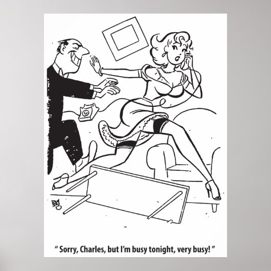 Mann jagen eine Frau, lustig Vintag Poster (Vorne)