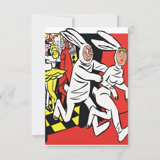 Mann jagen eine Frau, Maskenball, Kaninchen Save The Date (Vorderseite)