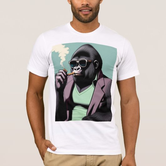 Mann Kleidung, Gorilla mit Sonnenbrille rauchen T-Shirt (Vorderseite)