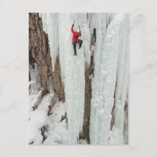 Mann klettert Eis, Colorado Postkarte