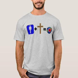 Mann + Kreuz = Welt mit Liebe T-Shirt
