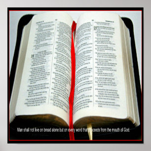 Mann lebt nicht auf christlichem Plakat des Brotes