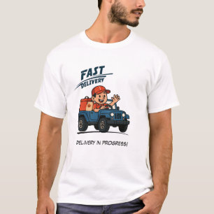 Mann Lieferfahrer fährt ein blaues Fahrzeug T-Shirt