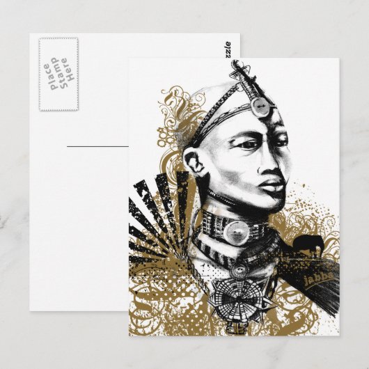 Mann Löwen Maasai Postkarte (Vorne/Hinten)