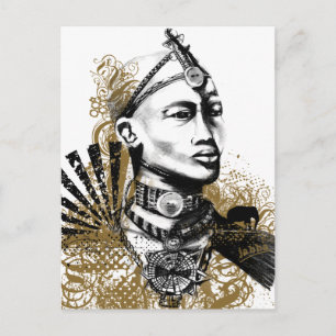 Mann Löwen Maasai Postkarte