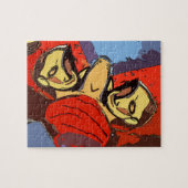 Mann Mirror mit blauem Handtuch, Puzzle (Horizontal)