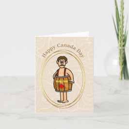 Mann mit Ahornsirup Barrel Canada Day Card Karte