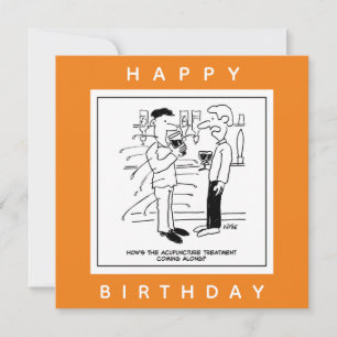 Mann mit Akupunktur Behandlung im Pub-Cartoon Karte