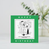 Mann mit Akupunktur Behandlung im Pub-Cartoon Karte (Stehend Vorderseite)