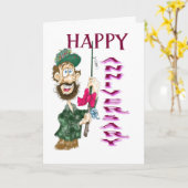 Mann mit Angelpol glücklicher Jubiläum Karte (Gelbe Blume)