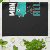 Mann mit anregendem Fischfang T - Shirt Geschirrtuch (Gefaltet)