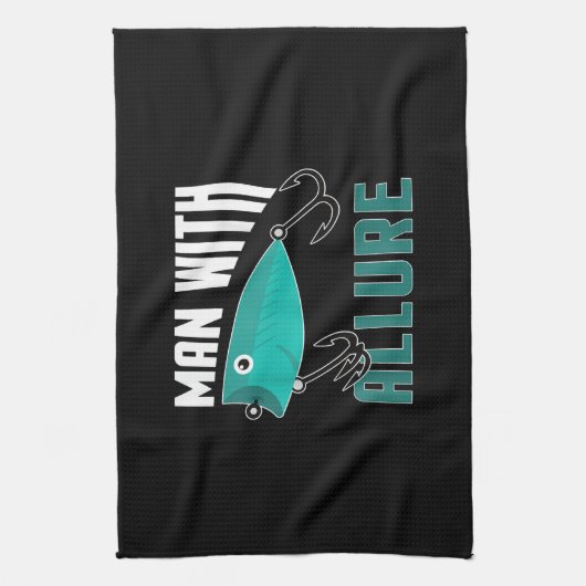 Mann mit anregendem Fischfang T - Shirt Geschirrtuch (Vertikal)