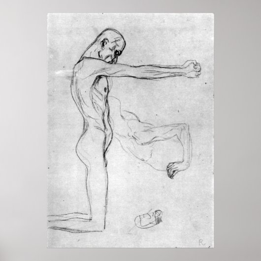 Mann mit ausgestreckten Armen von Gustav Klimt Poster (Vorne)