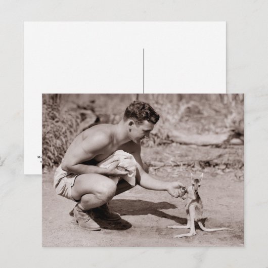 Mann mit Baby Kangaroo Postkarte (Vorne/Hinten)