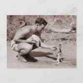 Mann mit Baby Kangaroo Postkarte (Vorderseite)