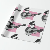 Mann mit Barett, der akustische Gitarre spielt Geschenkpapier (Ungerollt)
