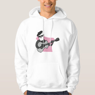 Mann mit Barett, der akustische Gitarre spielt Hoodie