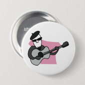 Mann mit Barett spielt akustische Gitarre Button (Vorne & Hinten)
