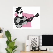 Mann mit Barett spielt akustische Gitarre Poster (Heimbüro)