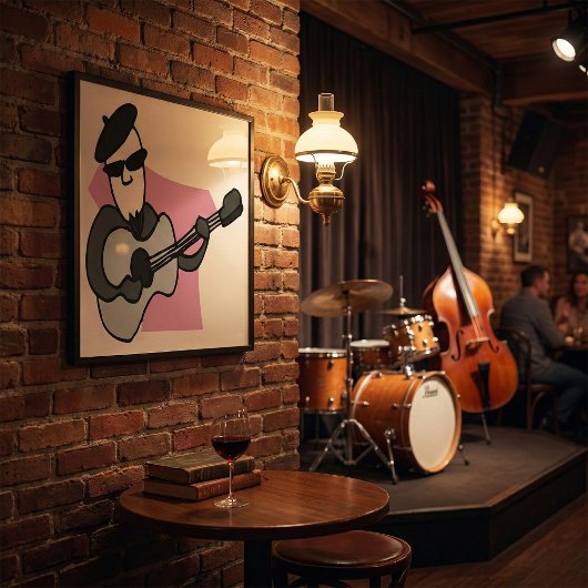 Mann mit Barett spielt akustische Gitarre Poster