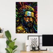 Mann mit Bart und Brille | AI Art Poster (Heimbüro)