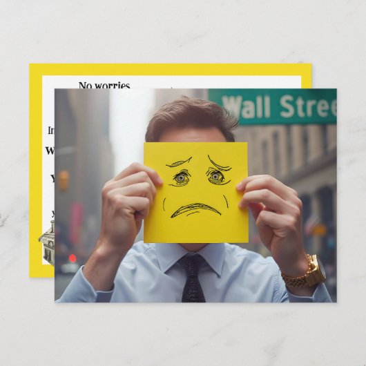 Mann mit Besorgnis Zeichnend Gesicht an der Wall S Postkarte (Vorne/Hinten)