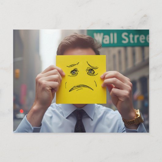 Mann mit Besorgnis Zeichnend Gesicht an der Wall S Postkarte (Vorderseite)