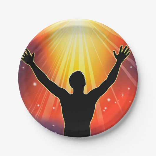 Mann mit bewaffneten Tellern Pappteller (Vorderseite)