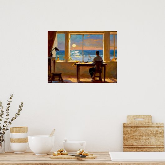 Mann mit Blick auf das Meer Poster (Küche)