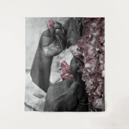 Mann mit Blume Wandteppich (Vorderseite)