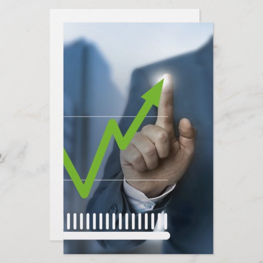 Mann mit Börsenkurs Touchscreen-Konzept Briefpapier (Vorne/Hinten)