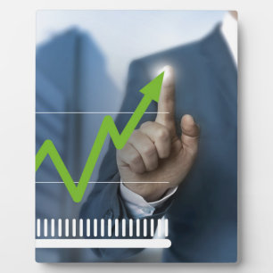 Mann mit Börsenkurs Touchscreen-Konzept Fotoplatte