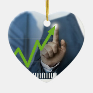 Mann mit Börsenkurs Touchscreen-Konzept Keramikornament